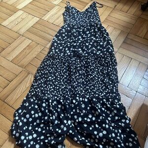 Maaji White and Blue Tiered Ruffled Maxi Sundress